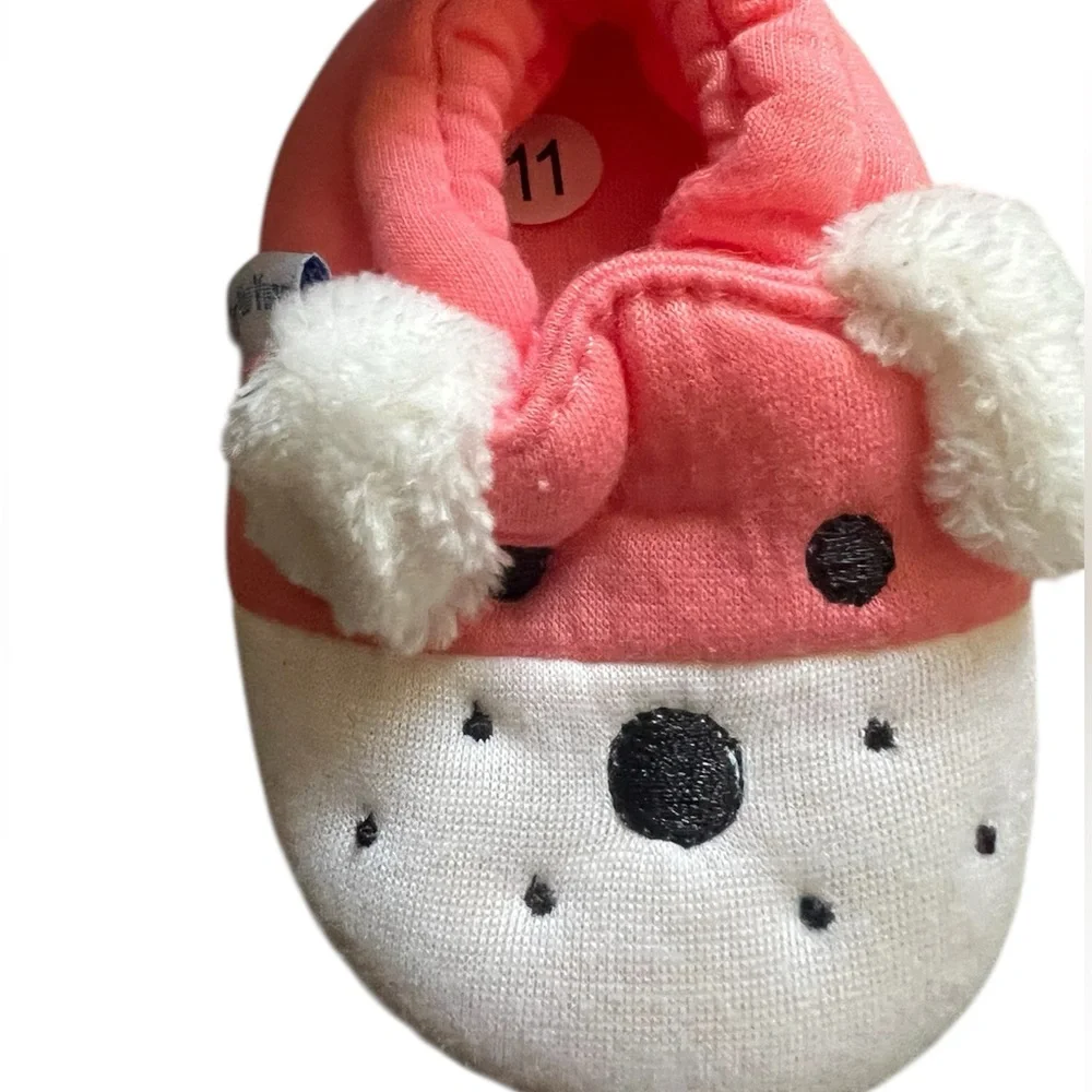 Baby Girl Pink and White 3D Puppy Slippers | Size 2